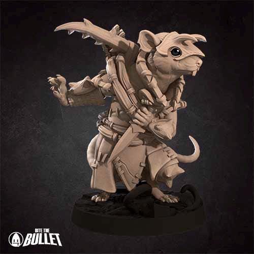 Ratfolk Hunter | Bite the Bullet | Grove Haven | RESIN | Fantasy | DnD | RPG | Tabletop | Miniature | Animorphs Character Model