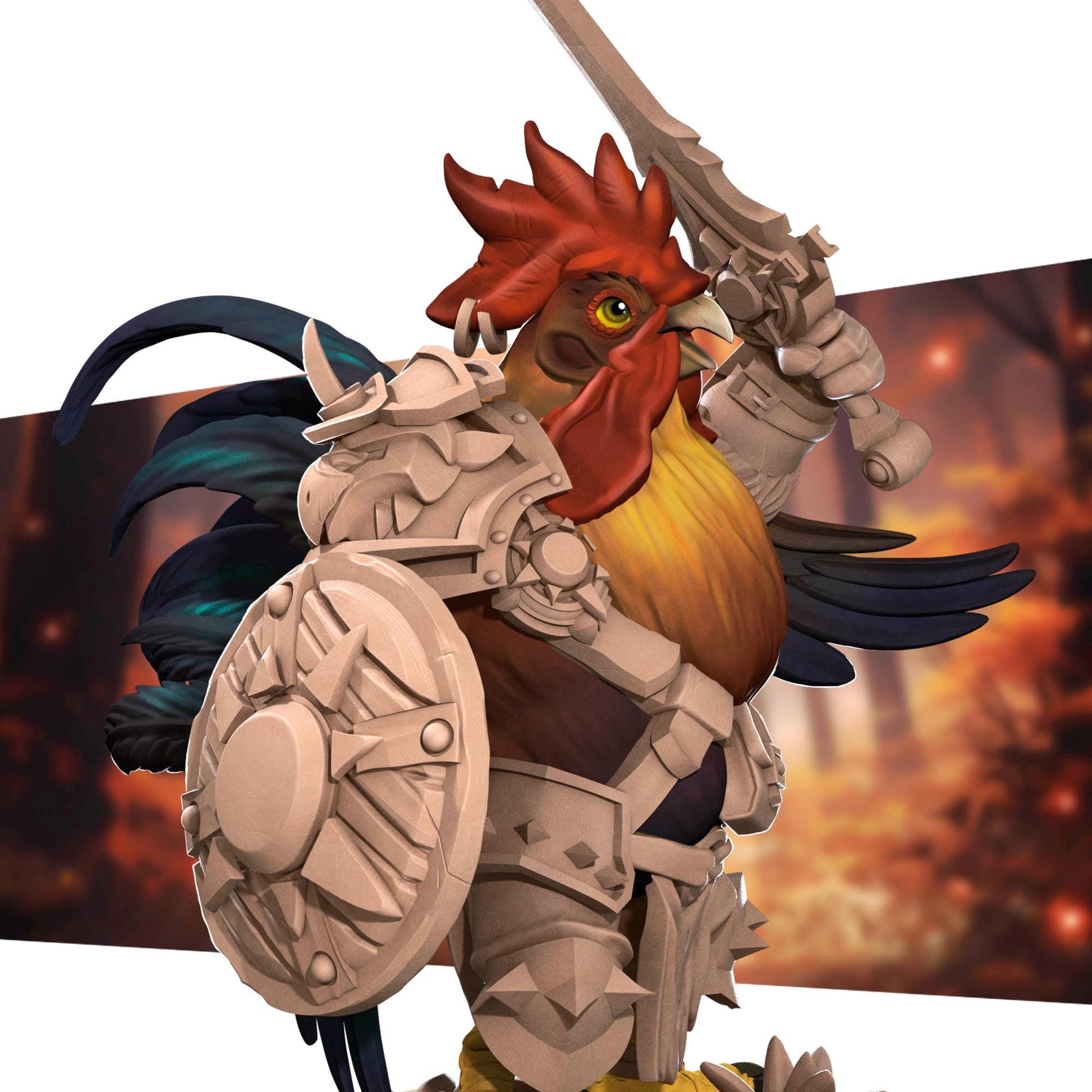 Roosterfolk Warrior | Bite the Bullet | Grove Haven | RESIN | Fantasy | DnD | RPG | Tabletop | Miniature | Animorphs Character Model
