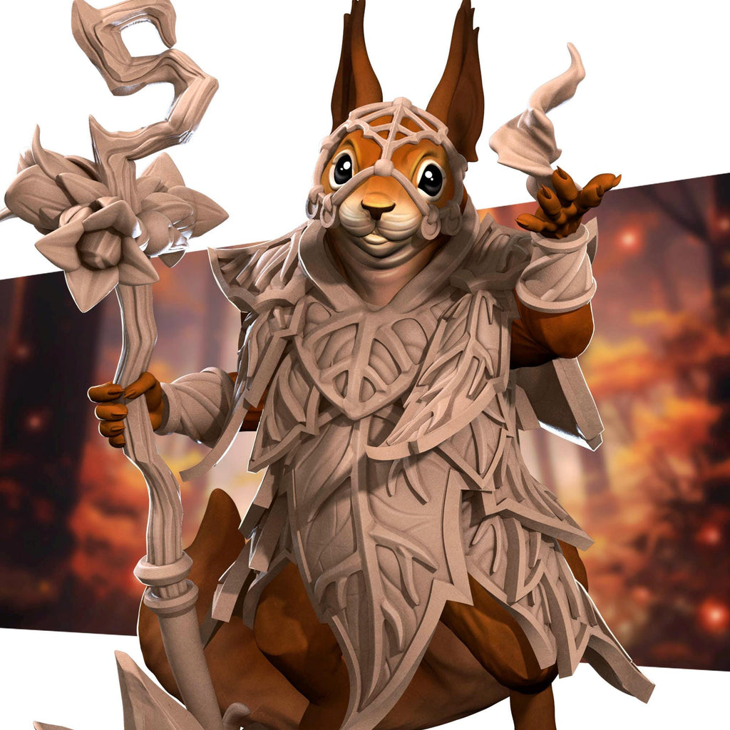 Squirrelfolk Sorceress | Bite the Bullet | Grove Haven | RESIN | Fantasy | DnD | RPG | Tabletop | Miniature | Animorphs Character Model
