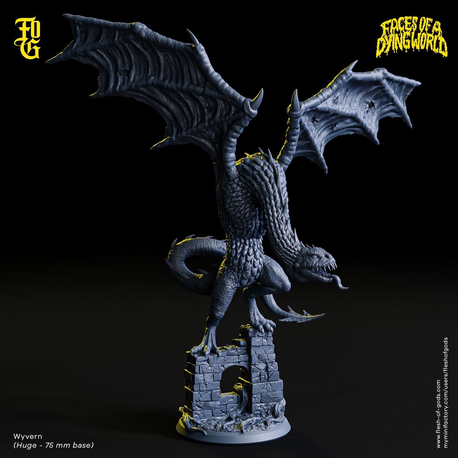 Wyvern | Flesh of Gods | Dungeons & Terrors Expansion Pack | RESIN | Fantasy | Horror | DnD | RPG | Miniature | BBEG