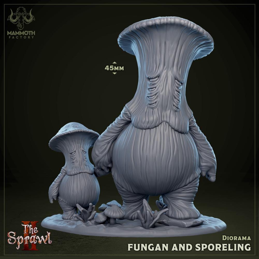 Fungan and Sporeling Diorama | Mammoth Factory | The Sprawl Vol 2 | RESIN | Fantasy | DnD | RPG | Tabletop | Gaming | Myconid | Fey Creature