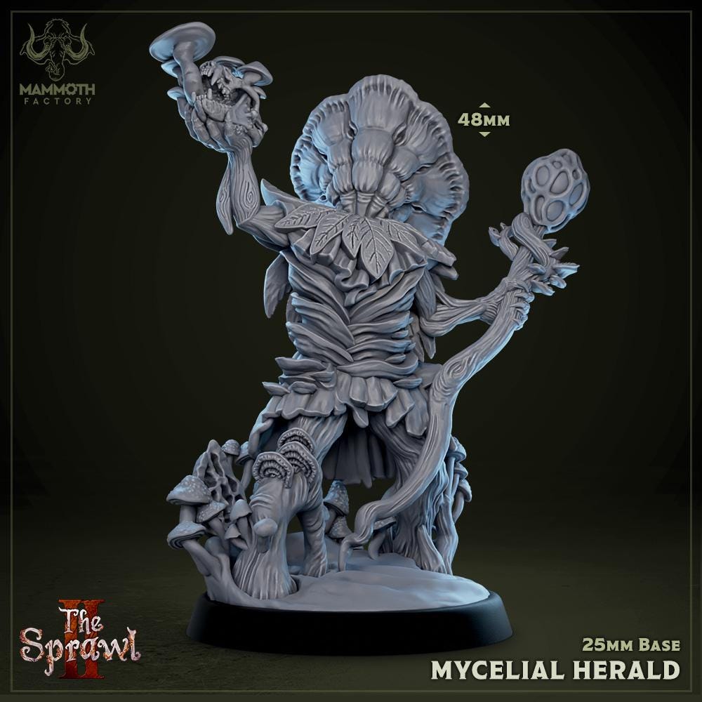 Mycelial Herald | Mammoth Factory | The Sprawl Vol 2 | RESIN | Fantasy | DnD | RPG | Tabletop | Gaming | Myconid | Fey Creature