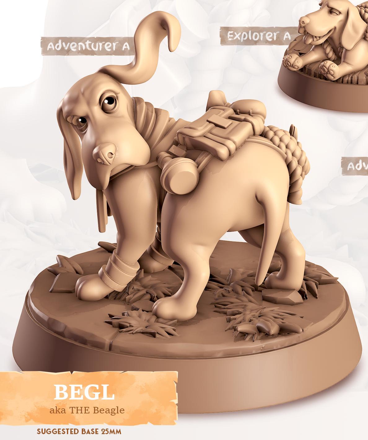 Beagle Companion | Cast n Play | Companions | NPCs | RESIN | Fantasy | Horror | RPG | Gaming | Miniature | Character Pet Companion