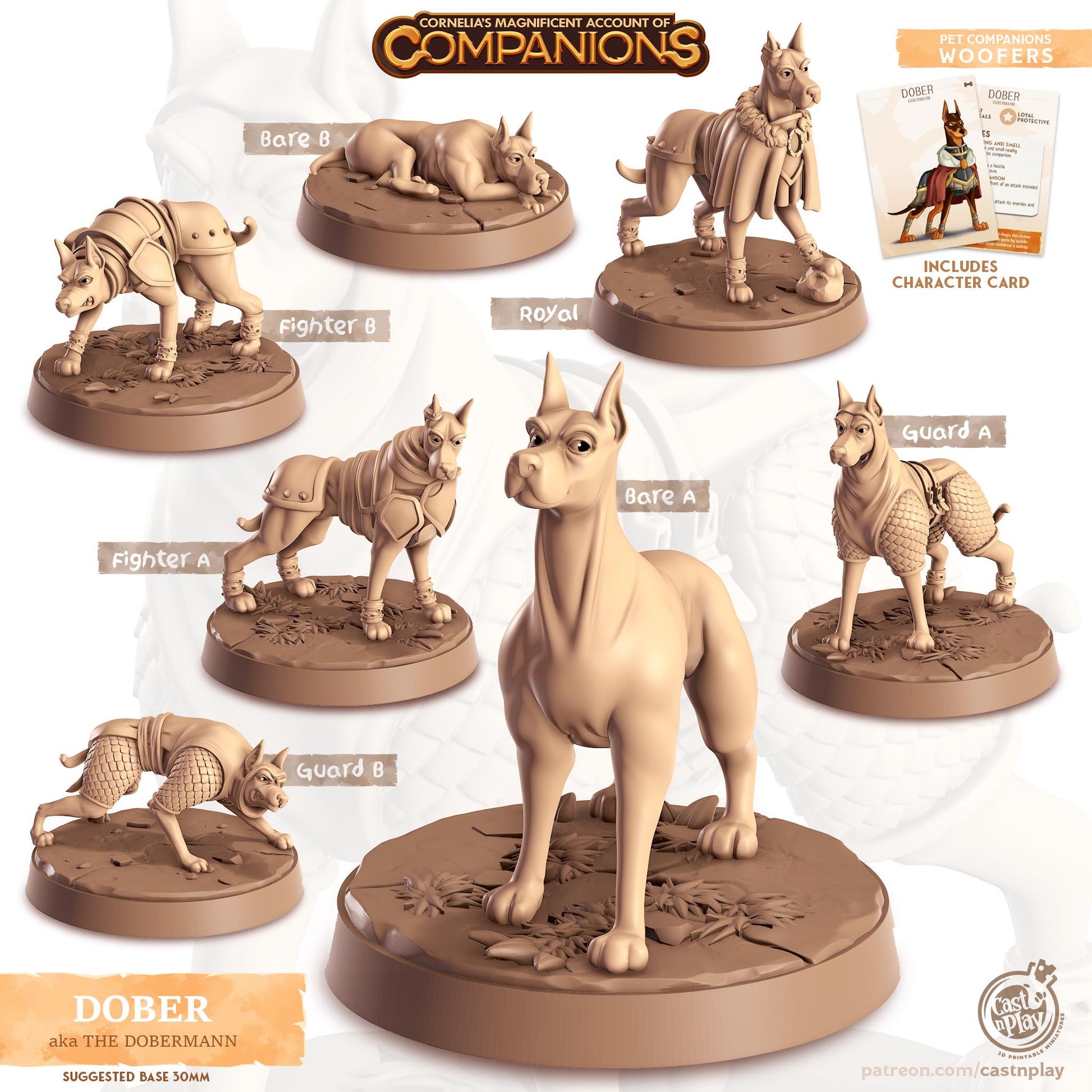 Dobermann Companion | Cast n Play | Companions | NPCs | RESIN | Fantasy | Horror | RPG | Gaming | Miniature | Character Pet Companion