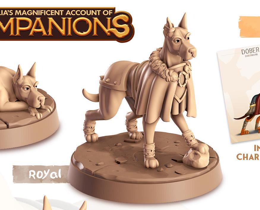 Dobermann Companion | Cast n Play | Companions | NPCs | RESIN | Fantasy | Horror | RPG | Gaming | Miniature | Character Pet Companion