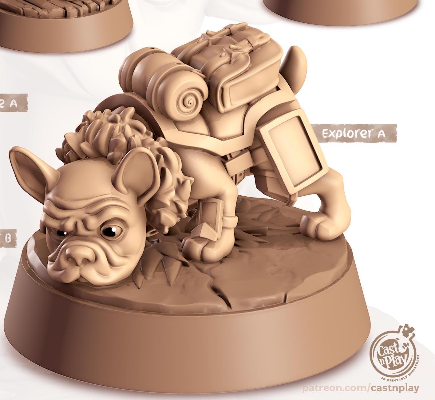 French Bulldog Companion | Cast n Play | Companions | NPCs | RESIN | Fantasy | Horror | RPG | Gaming | Miniature | Character Pet Companion