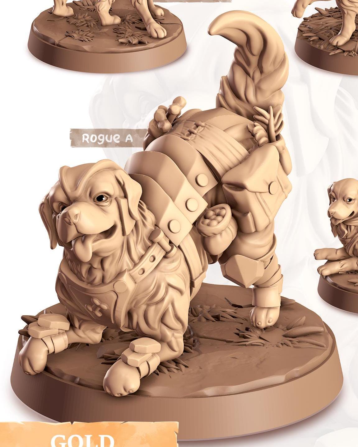 Golden Retriever Companion | Cast n Play | Companions | NPCs | RESIN | Fantasy | Horror | RPG | Gaming | Miniature | Character Pet Companion