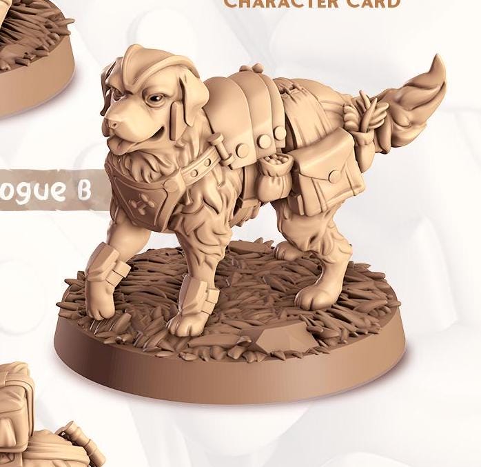 Golden Retriever Companion | Cast n Play | Companions | NPCs | RESIN | Fantasy | Horror | RPG | Gaming | Miniature | Character Pet Companion