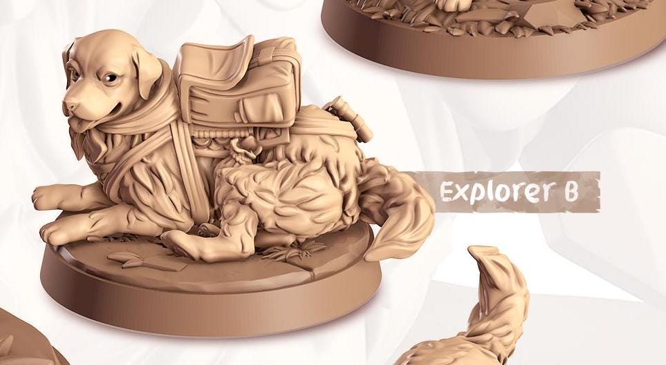 Golden Retriever Companion | Cast n Play | Companions | NPCs | RESIN | Fantasy | Horror | RPG | Gaming | Miniature | Character Pet Companion