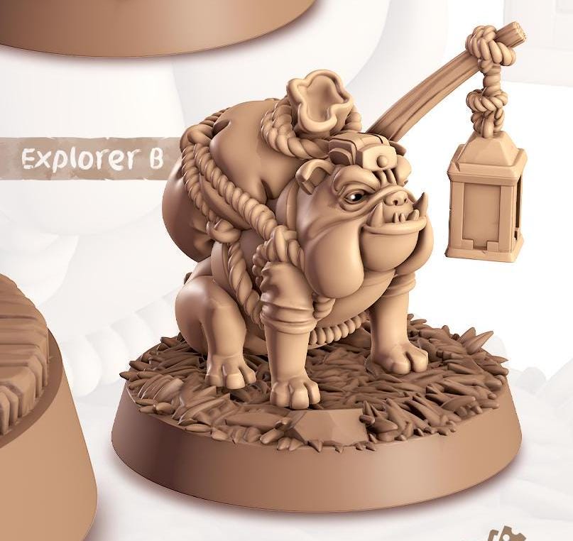English Bulldog Companion | Cast n Play | Companions | NPCs | RESIN | Fantasy | Horror | RPG | Gaming | Miniature | Character Pet Companion