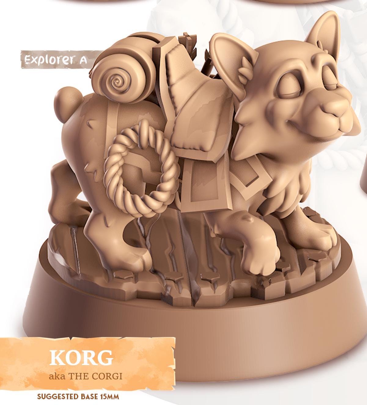 Corgi Companion | Cast n Play | Companions | NPCs | RESIN | Fantasy | Horror | RPG | Gaming | Miniature | Character Pet Companion