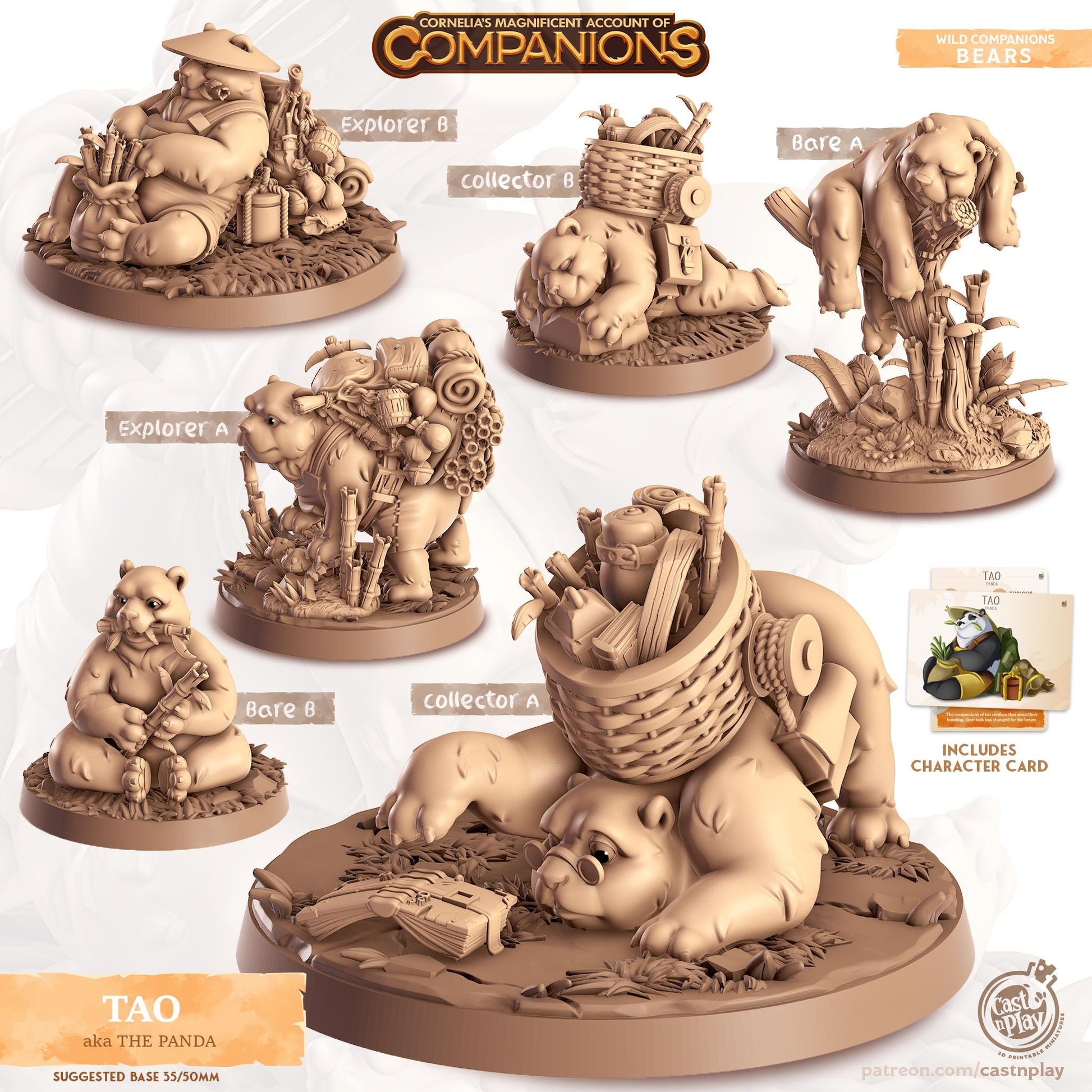 The Panda Companion | Cast n Play | Companions | NPCs | RESIN | Fantasy | Horror | RPG | Gaming | Miniature | Character Pet Companion