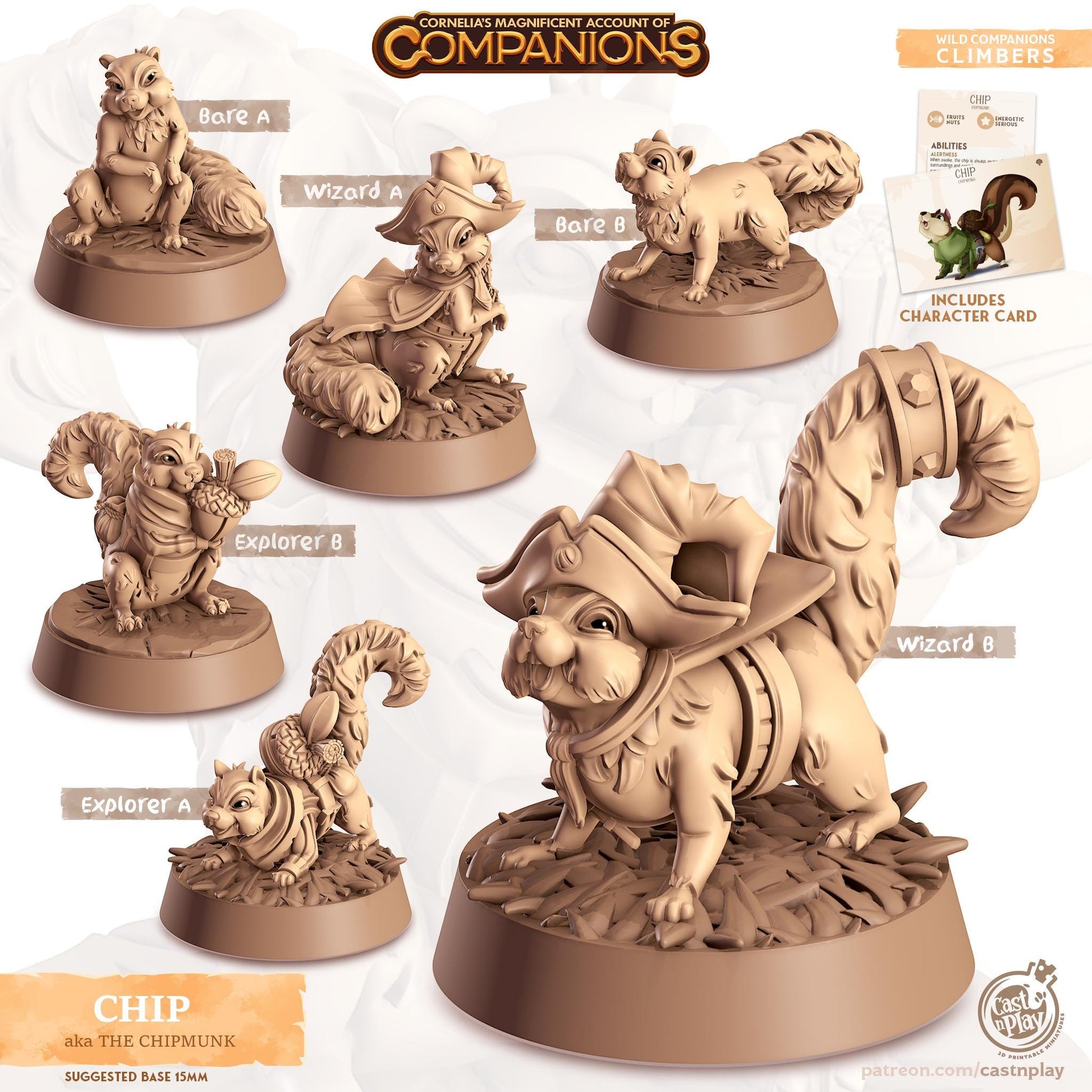 The Chipmunk Companion | Cast n Play | Companions | NPCs | RESIN | Fantasy | Horror | RPG | Gaming | Miniature | Character Pet Companion