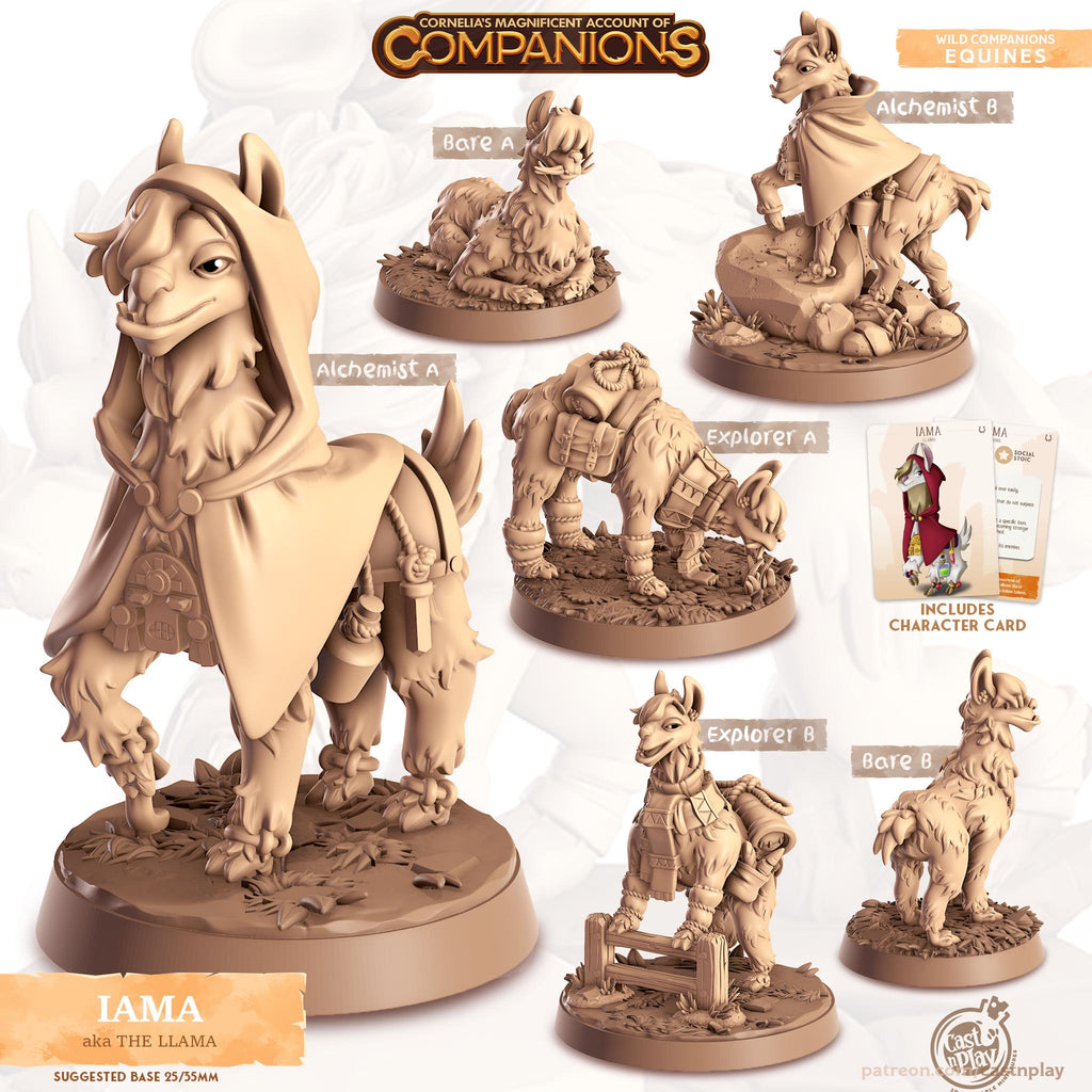 The Llama Companion | Cast n Play | Companions | NPCs | RESIN | Fantasy | Horror | RPG | Gaming | Miniature | Character Pet Companion