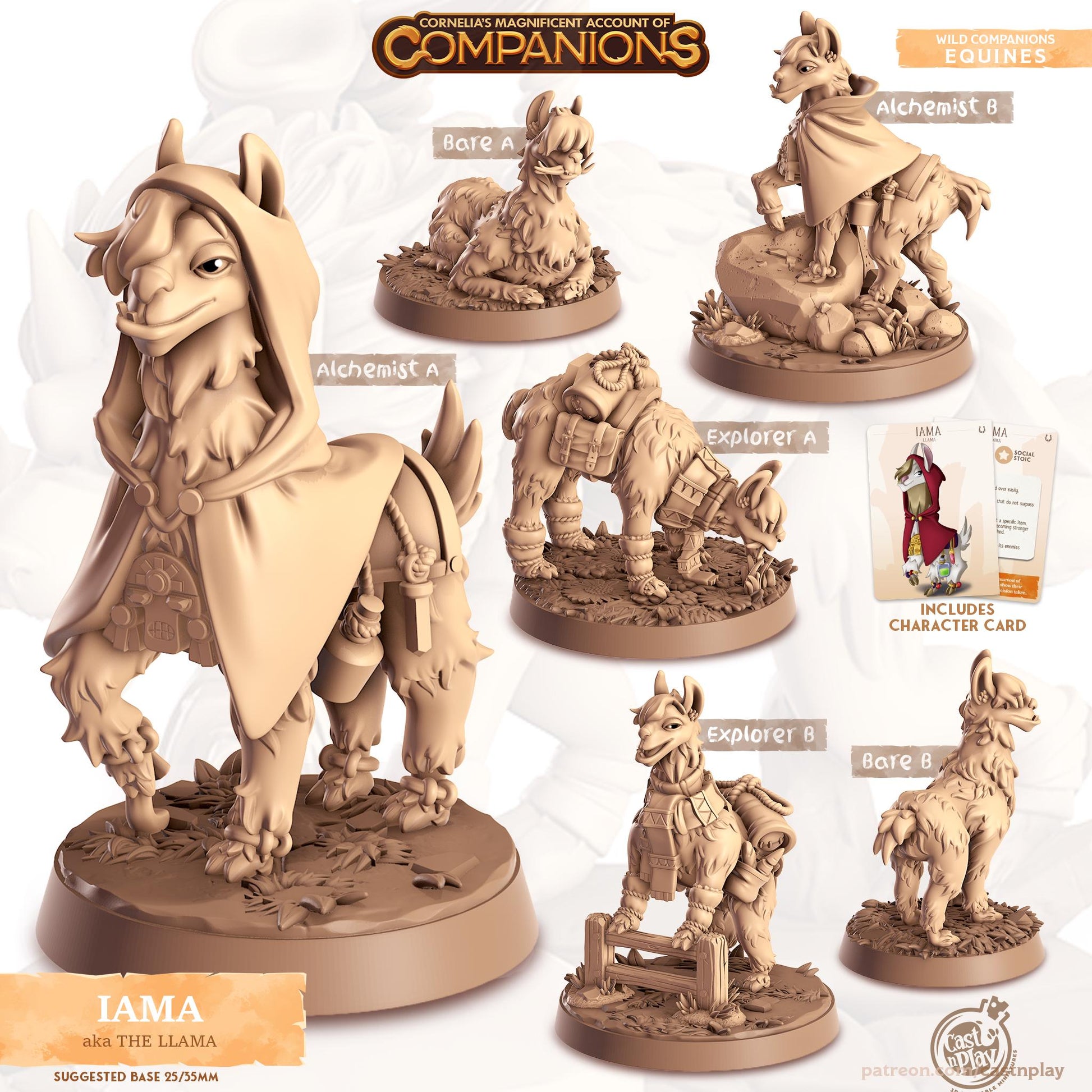 The Llama Companion | Cast n Play | Companions | NPCs | RESIN | Fantasy | Horror | RPG | Gaming | Miniature | Character Pet Companion