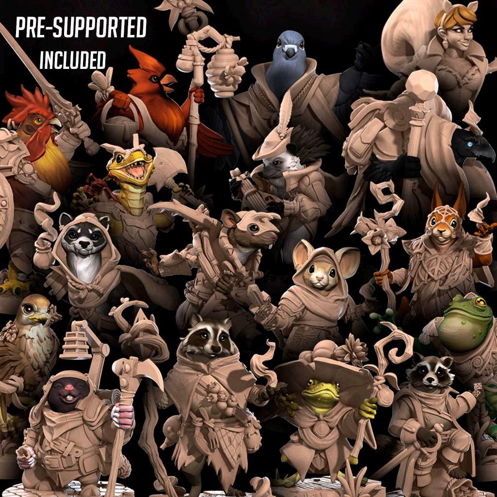Raccoonfolk Druid | Bite the Bullet | Grove Haven | RESIN | Fantasy | DnD | RPG | Tabletop | Miniature | Animorphs Character Model