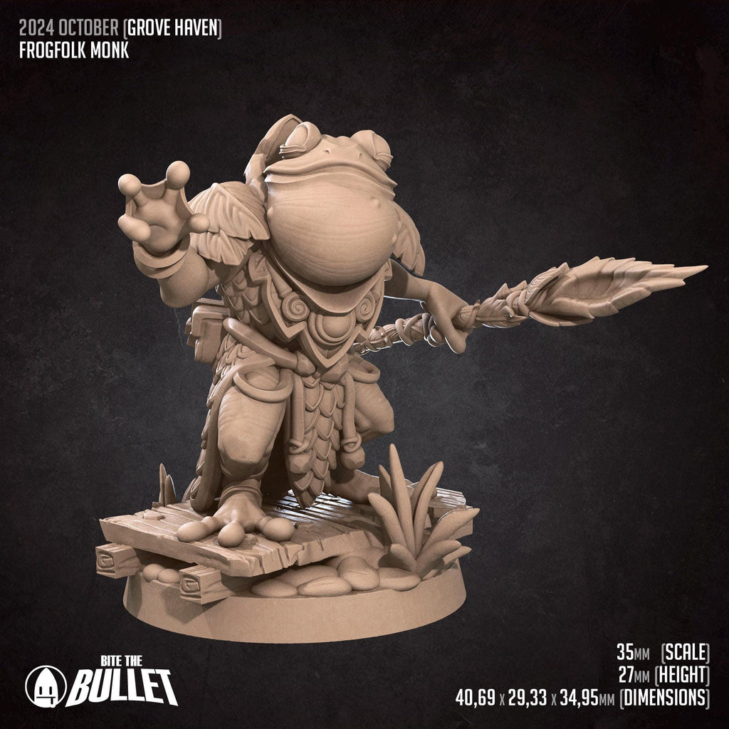 Frogfolk Monk | Bite the Bullet | Grove Haven | RESIN | Fantasy | DnD | RPG | Tabletop | Miniature | Animorphs Character Model