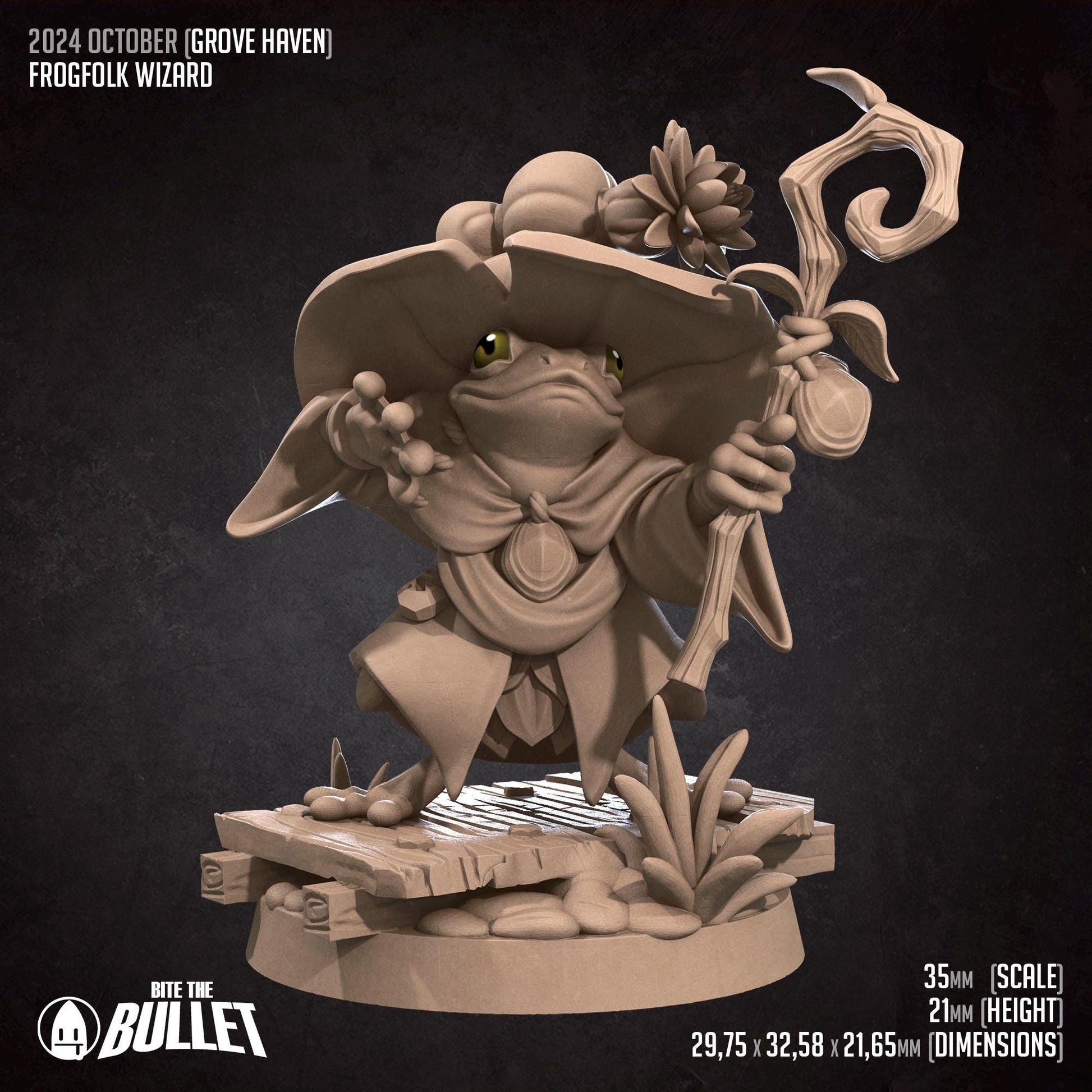 Frogfolk Wizard | Bite the Bullet | Grove Haven | RESIN | Fantasy | DnD | RPG | Tabletop | Miniature | Animorphs Character Model