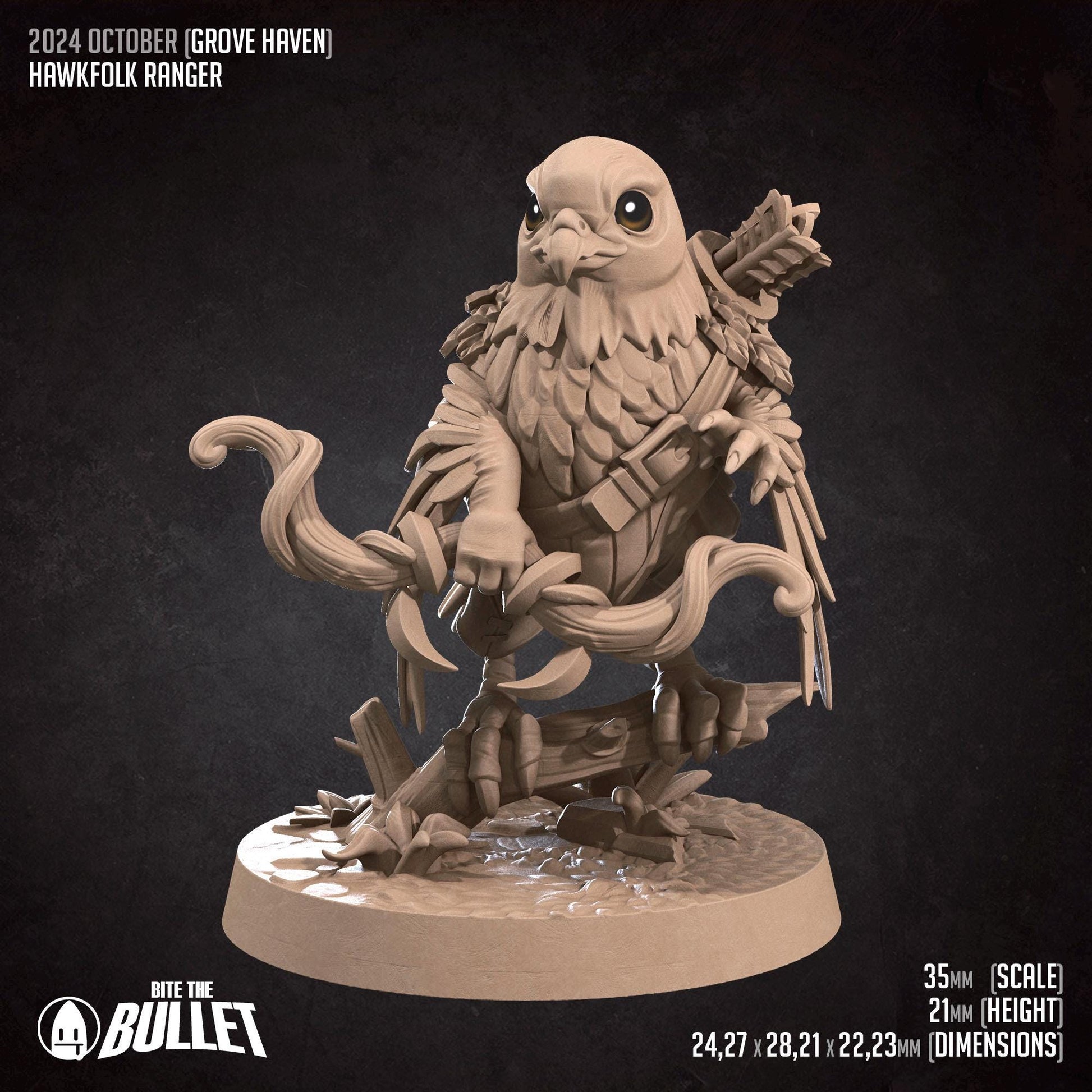 Hawkfolk Ranger | Bite the Bullet | Grove Haven | RESIN | Fantasy | DnD | RPG | Tabletop | Miniature | Animorphs Character Model