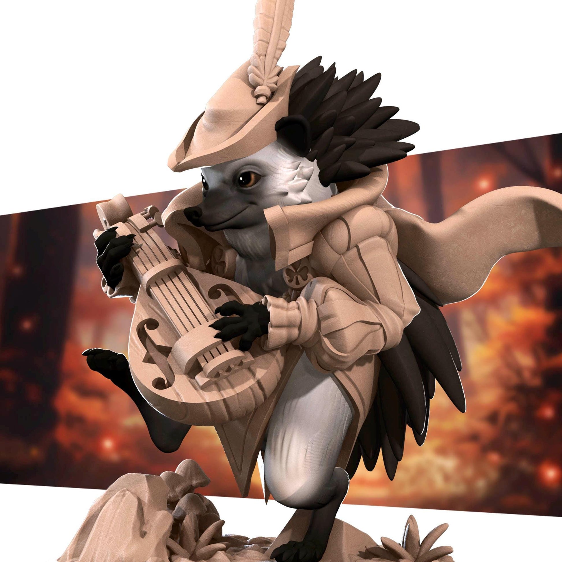 Hedgehogfolk Bard | Bite the Bullet | Grove Haven | RESIN | Fantasy | DnD | RPG | Tabletop | Miniature | Animorphs Character Model