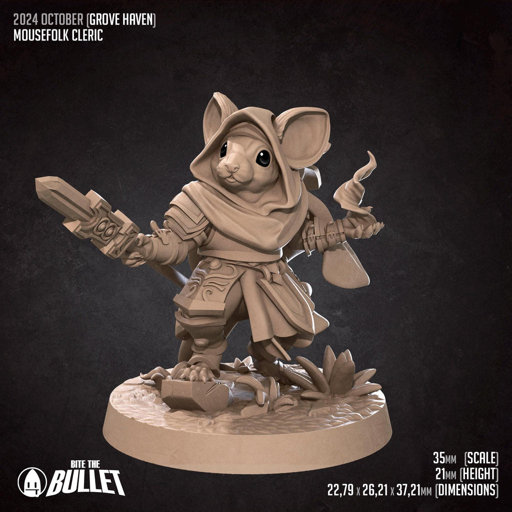 Mousefolk Cleric | Bite the Bullet | Grove Haven | RESIN | Fantasy | DnD | RPG | Tabletop | Miniature | Animorphs Character Model