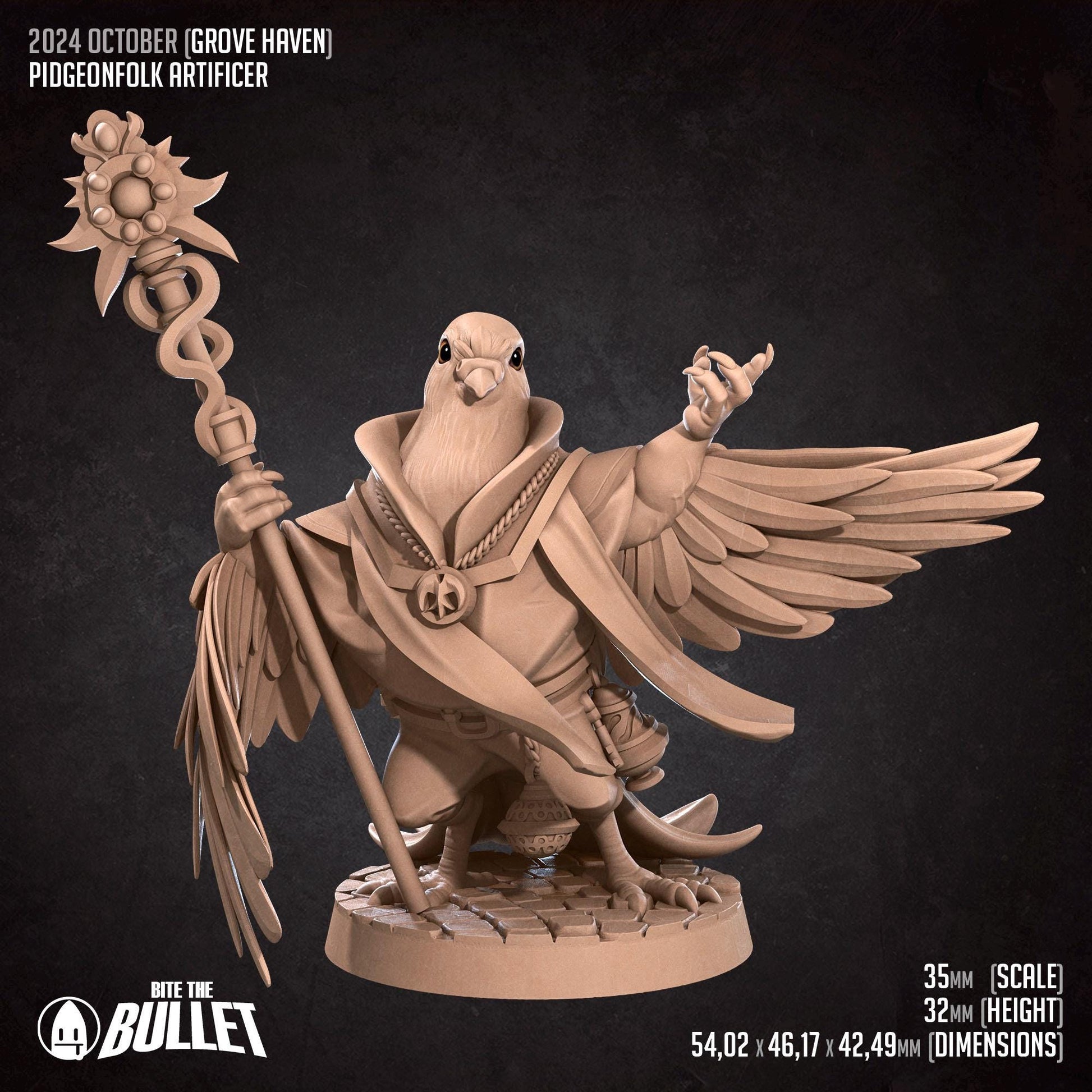 Pidgeonfolk Cleric | Bite the Bullet | Grove Haven | RESIN | Fantasy | DnD | RPG | Tabletop | Miniature | Animorphs Character Model