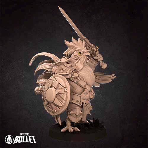Roosterfolk Warrior | Bite the Bullet | Grove Haven | RESIN | Fantasy | DnD | RPG | Tabletop | Miniature | Animorphs Character Model