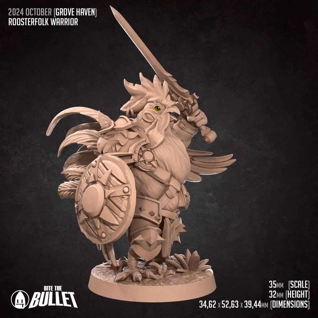 Roosterfolk Warrior | Bite the Bullet | Grove Haven | RESIN | Fantasy | DnD | RPG | Tabletop | Miniature | Animorphs Character Model