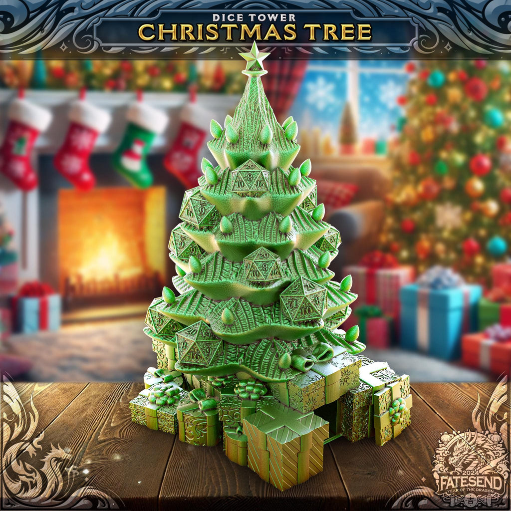 Christmas Tree Dice Tower | Fates End | Roleplay Games | Gamer Gift | XMAS Dice Roller