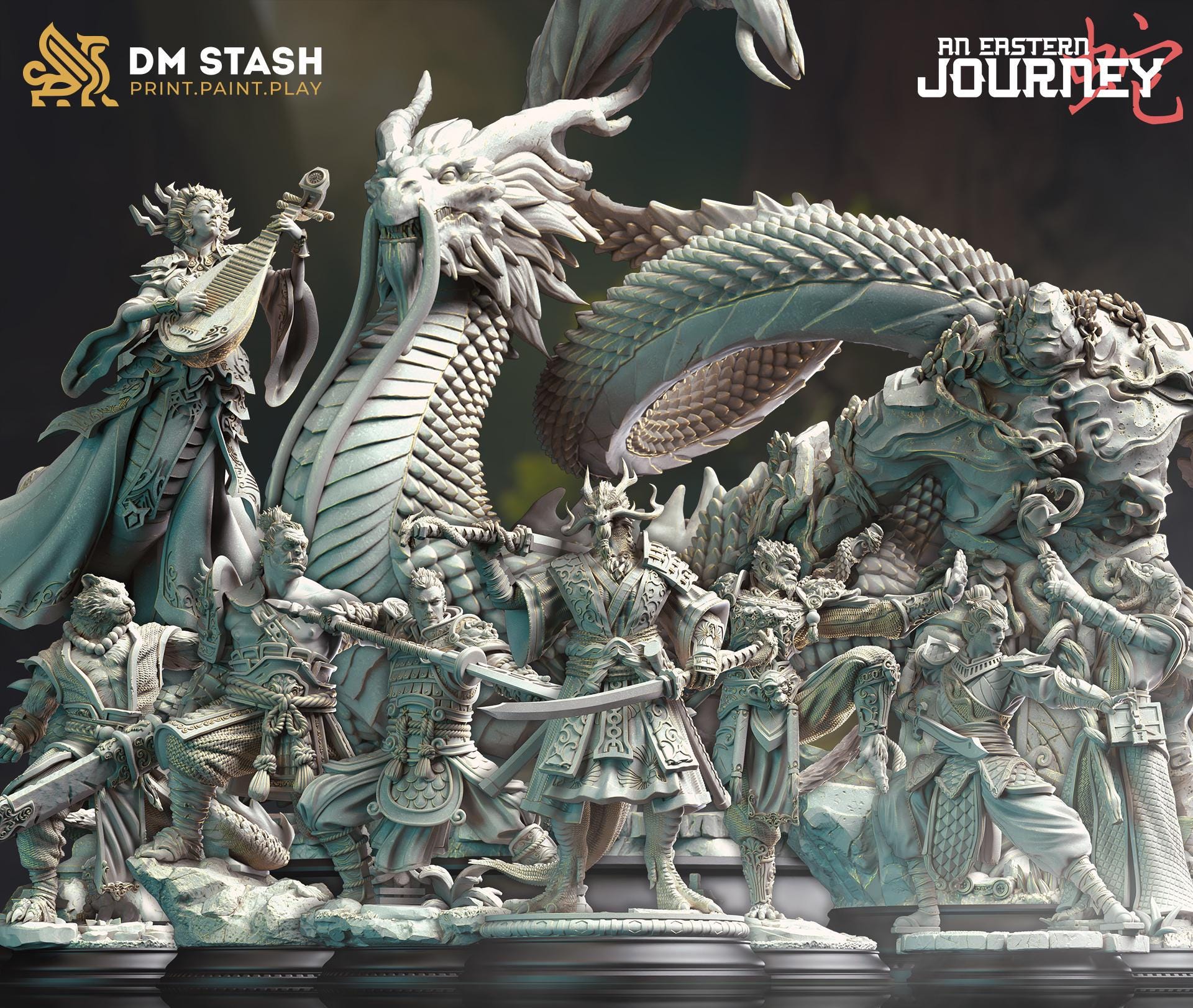 Gyokusho - Jade Golem | DM Stash | Eastern Journey | Resin | Fantasy | DnD | RPG | Tabletop | Miniature | Golem | Monster Model