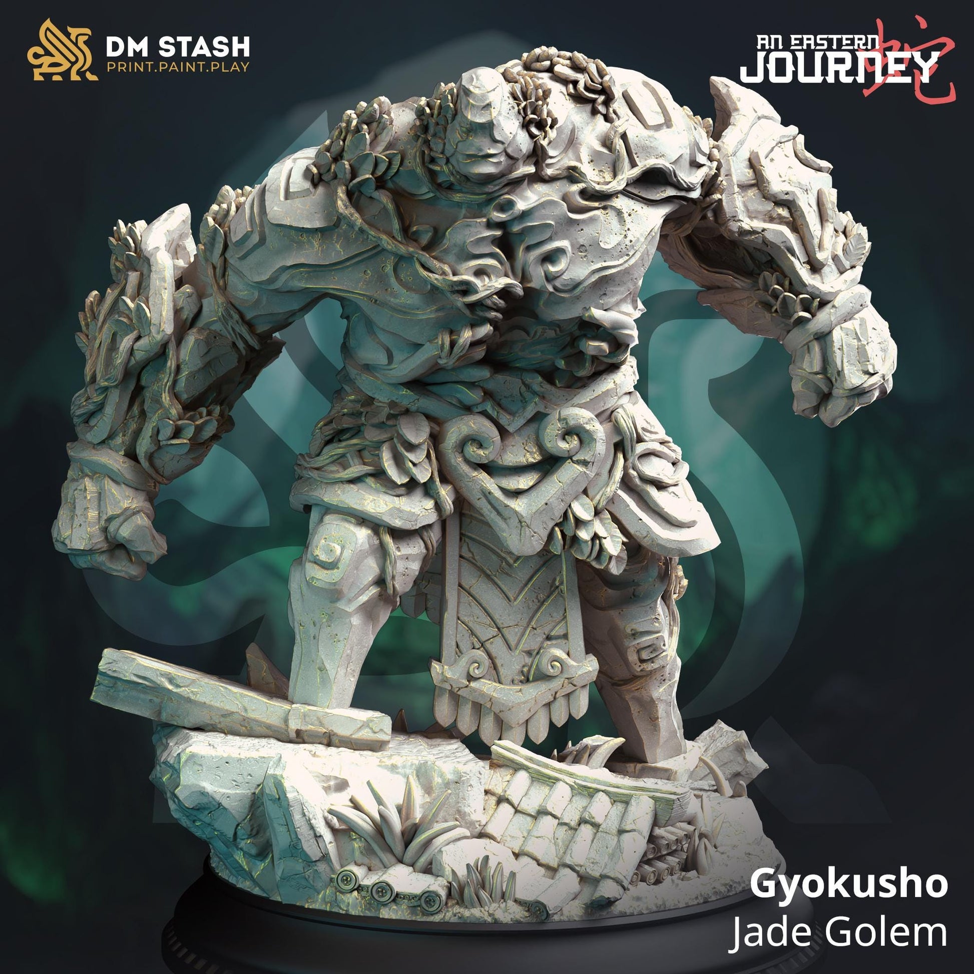 Gyokusho - Jade Golem | DM Stash | Eastern Journey | Resin | Fantasy | DnD | RPG | Tabletop | Miniature | Golem | Monster Model