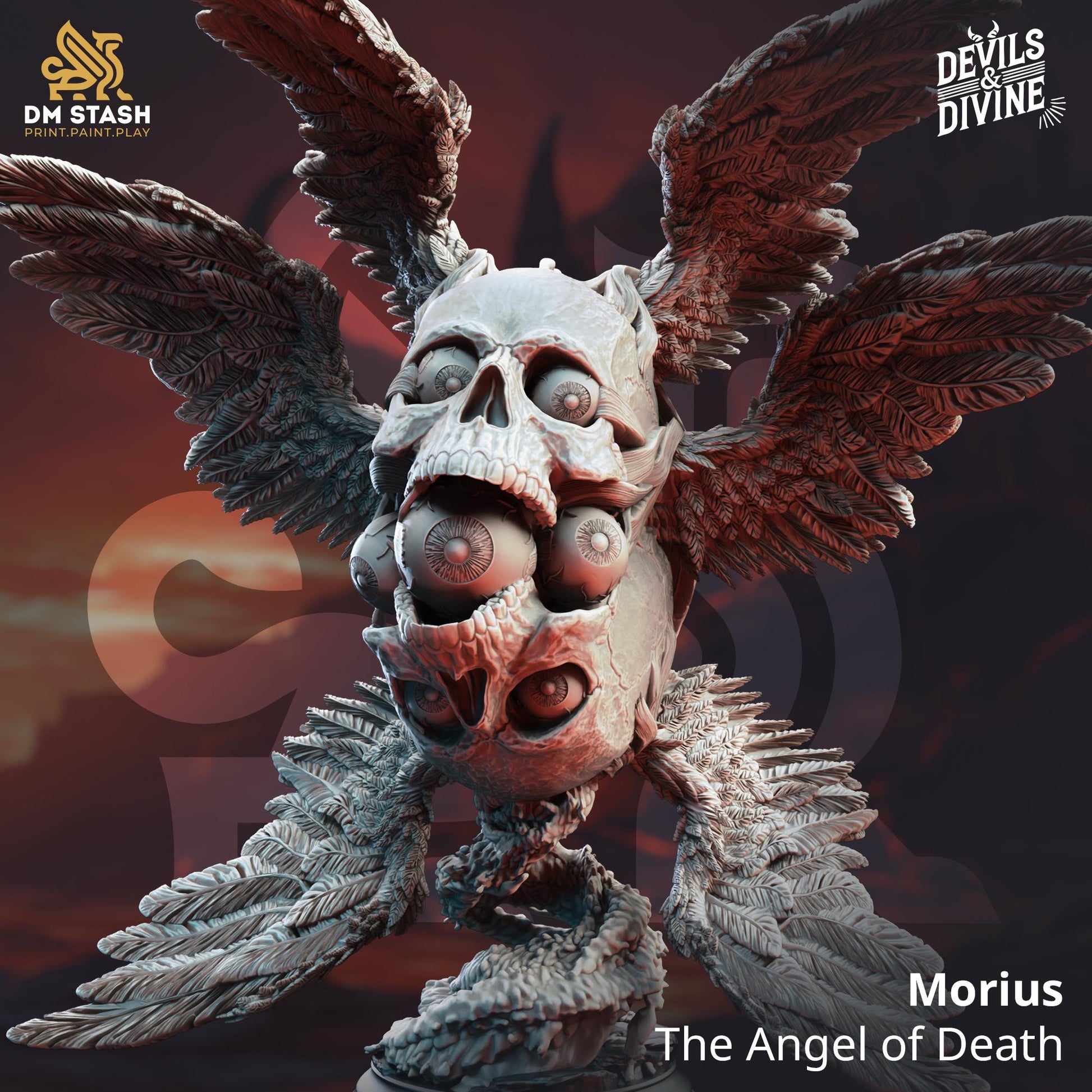 Morius - The Angel of Death | DM Stash | Devils & Divine | Fantasy | DnD | RPG| Gaming | Miniature | Demon Model | Skull
