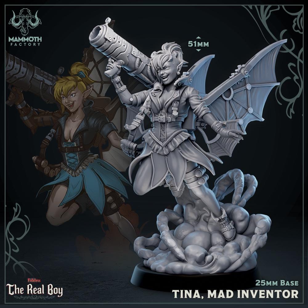 Tina Mad Tinkerer | Mammoth Factory | The Real Boy | Fantasy | DnD | RPG | Tabletop | Gaming | Miniatures | Character Model
