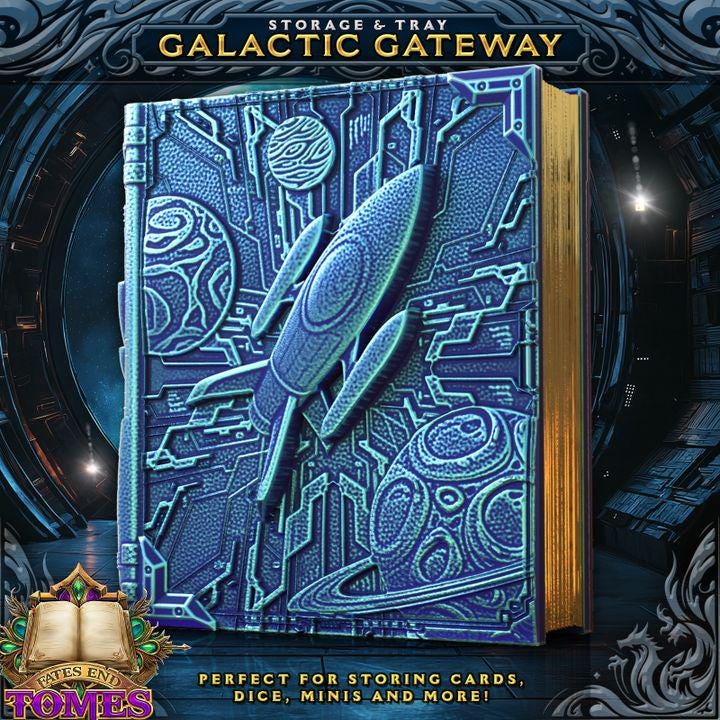 Galactic Gateway Tome - Perfect for cards, dice, minis | Fates End | Fantasy | DnD | RPG | Roleplay Gaming | MTG Magic Card Box | Gamer Gift