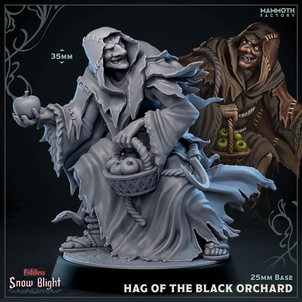 Hag of the Black Orchard | Mammoth Factory | Snow Blight | Fantasy | DnD | RPG | Tabletop | Gaming | Miniatures | Character Model