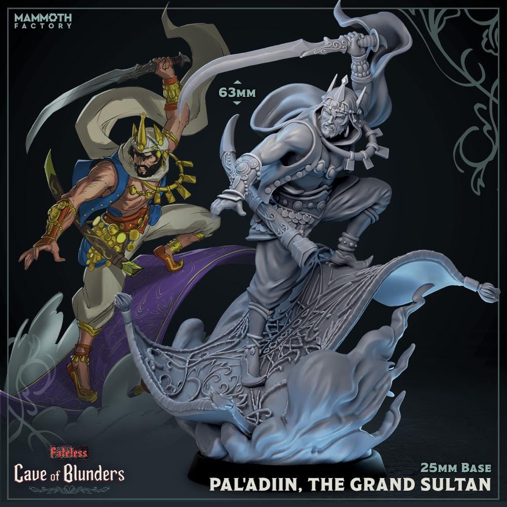 Paladin The Grand Sultan | Mammoth Factory | Cave of Blunders | RESIN | Fantasy | DnD | RPG | Tabletop | Gaming Miniatures | Character Model