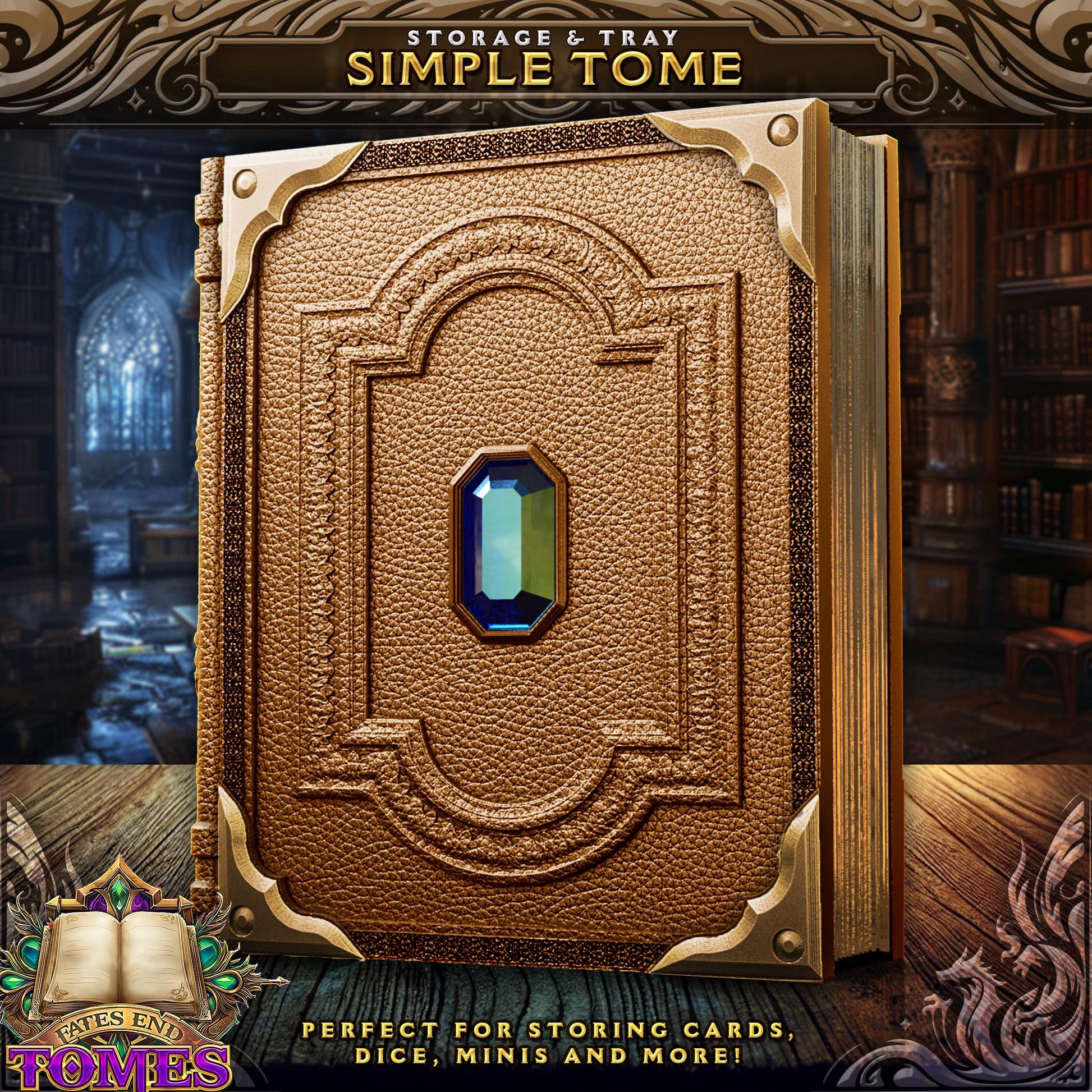 Simple Spellbook Tome - Card Dice Mini Storage | Fates End | DnD | RPG | Roleplay Gaming | MTG Magic Card Box | Gamer Gift | Wizard