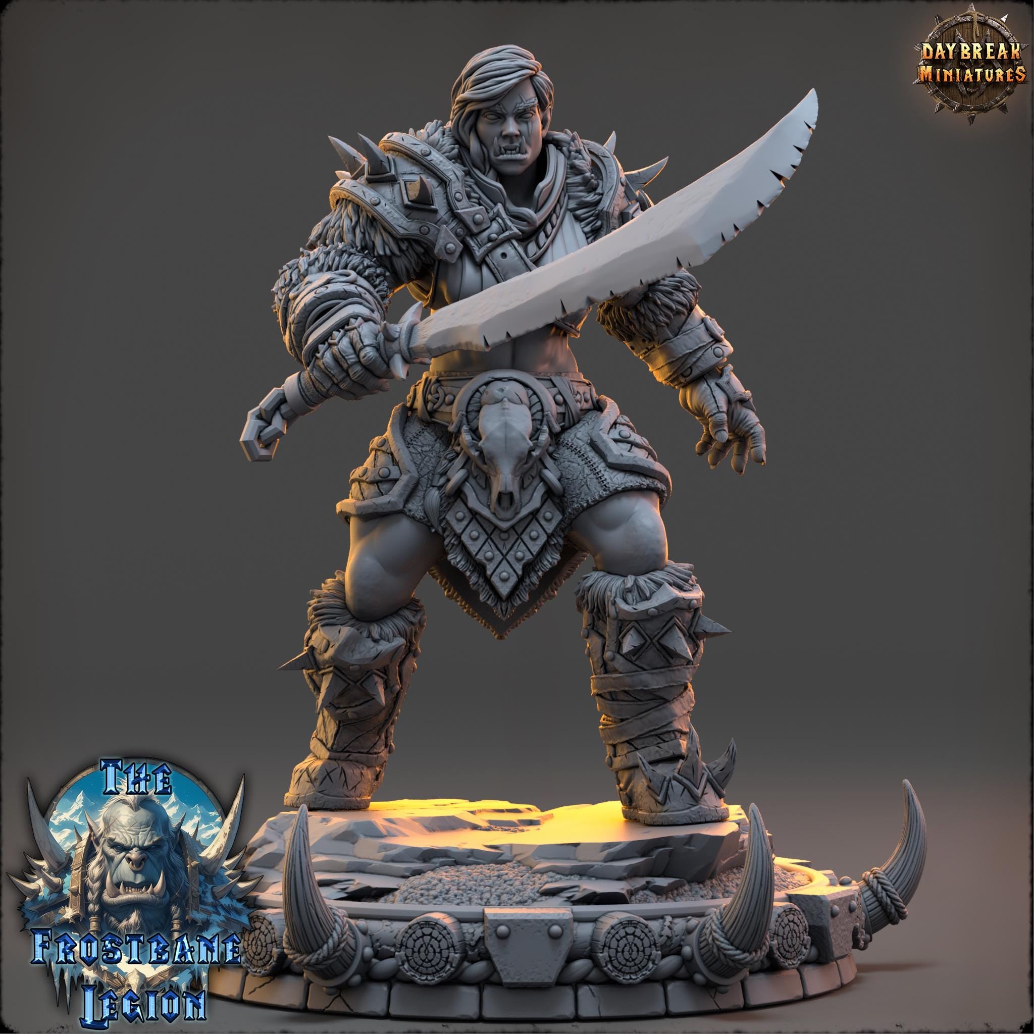 Syrka the Blizzardborn | Daybreak Miniatures | The Frostbane Legion | RESIN | Fantasy | Horror | Wargaming | RPG | Gaming Miniature | Orcs