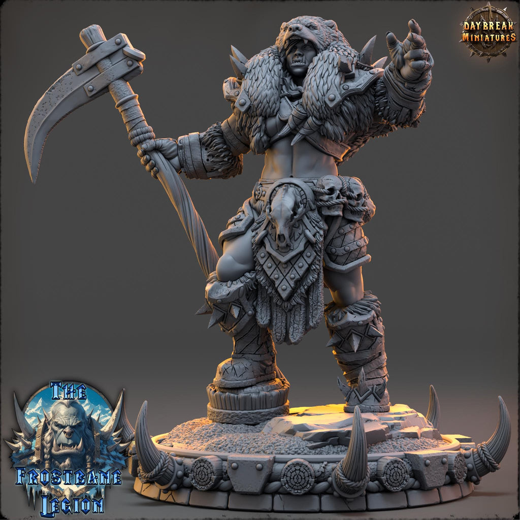 Vhala the Crimson Howler | Daybreak Miniatures | The Frostbane Legion | RESIN | Fantasy | Horror | Wargaming | RPG | Gaming Miniature | Orcs