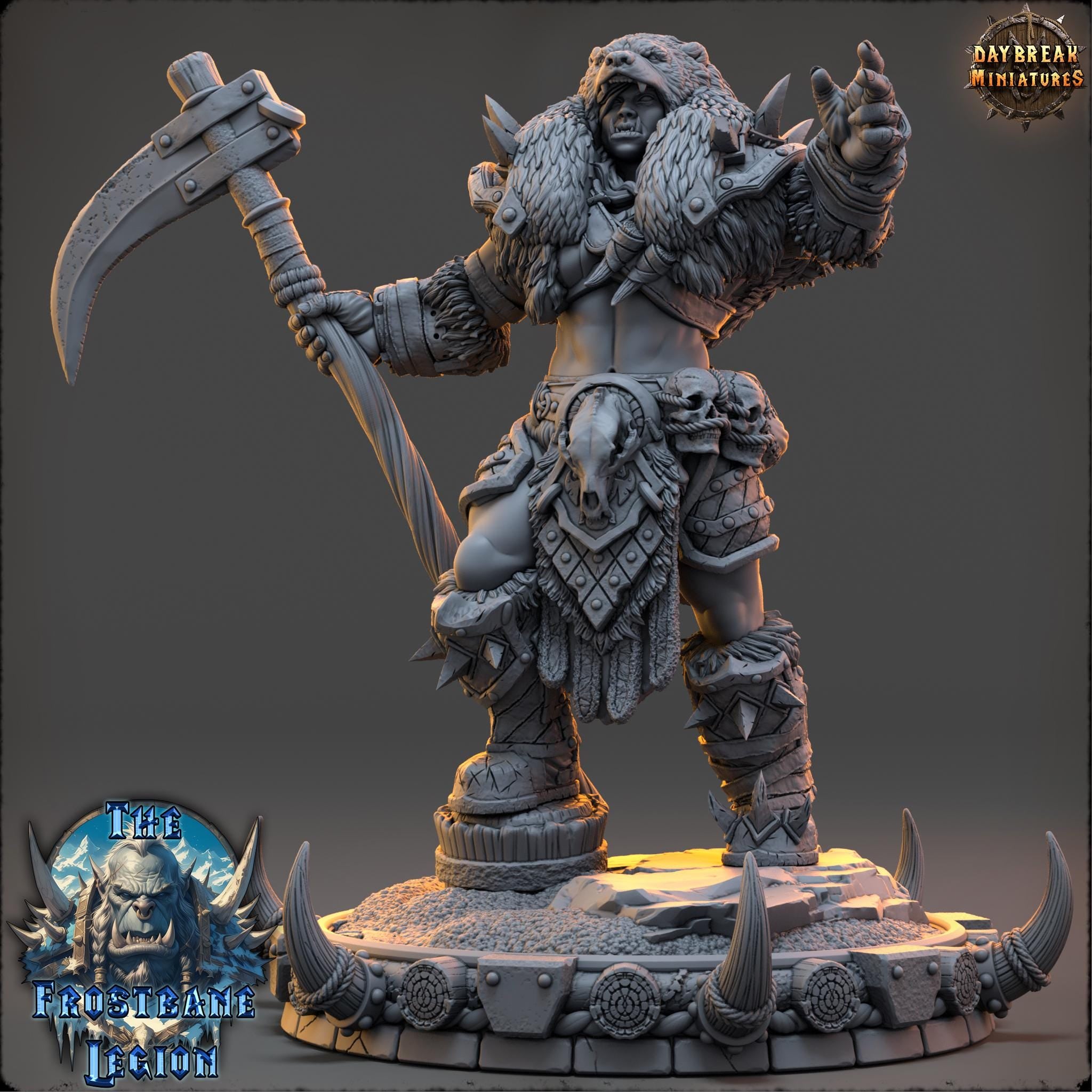 Vhala the Crimson Howler | Daybreak Miniatures | The Frostbane Legion | RESIN | Fantasy | Horror | Wargaming | RPG | Gaming Miniature | Orcs