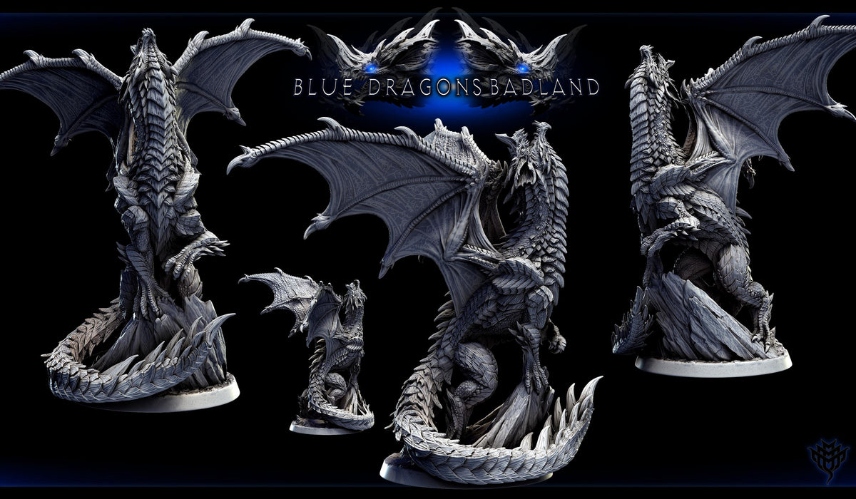 Adolescent Blue Dragon | Mini Monster Mayhem | Blue Dragon Badland | Fantasy | DnD | RPG | Tabletop | Gaming | Miniatures | Dragon