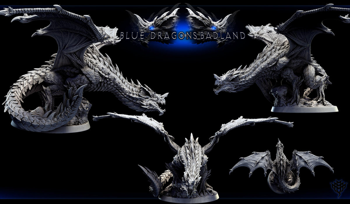 Adolescent Blue Dragon | Mini Monster Mayhem | Blue Dragon Badland | Fantasy | DnD | RPG | Tabletop | Gaming | Miniatures | Dragon