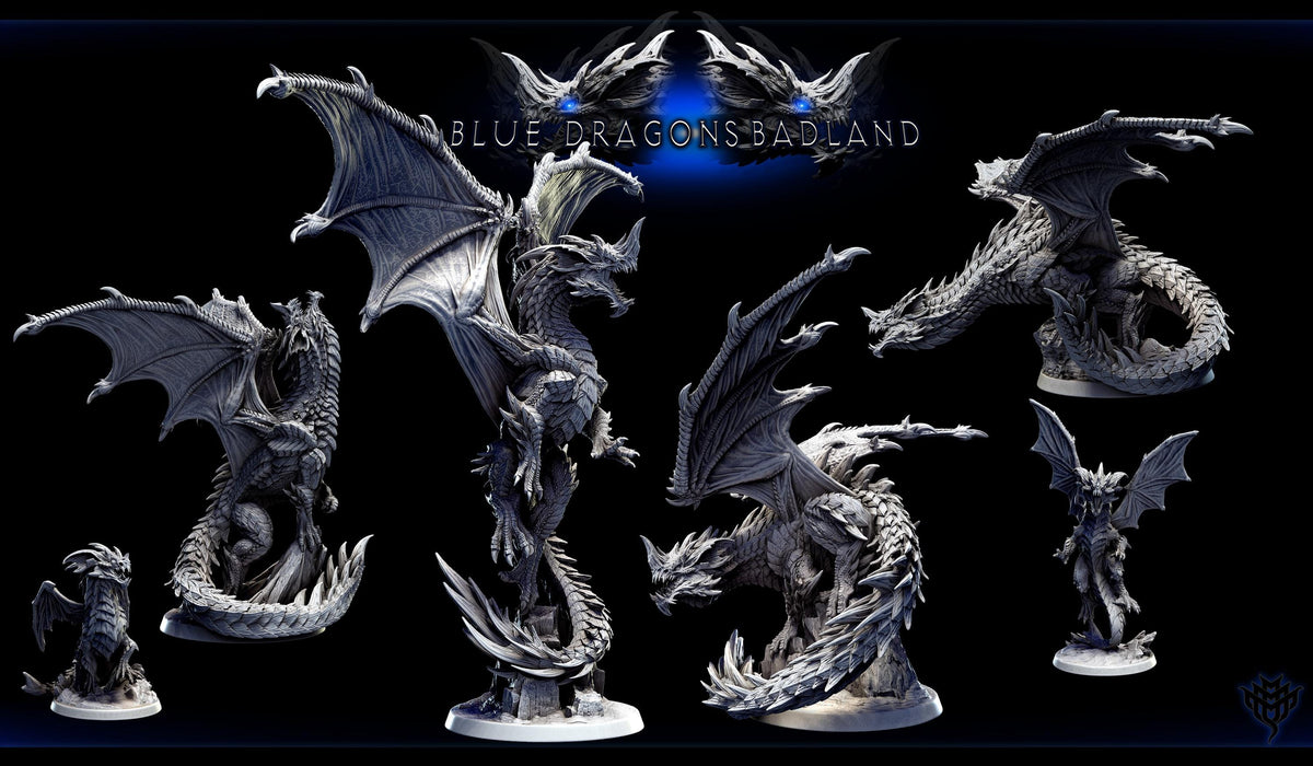 Adolescent Blue Dragon | Mini Monster Mayhem | Blue Dragon Badland | Fantasy | DnD | RPG | Tabletop | Gaming | Miniatures | Dragon