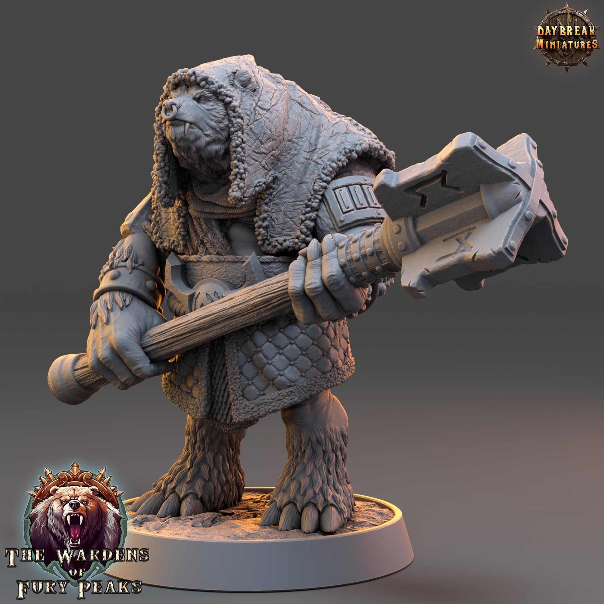 Basher Cree | Daybreak Miniatures | Wardens of Fury Peaks | RESIN | Fantasy | Horror | Wargaming | RPG | DnD | Gaming Miniature | Ursine
