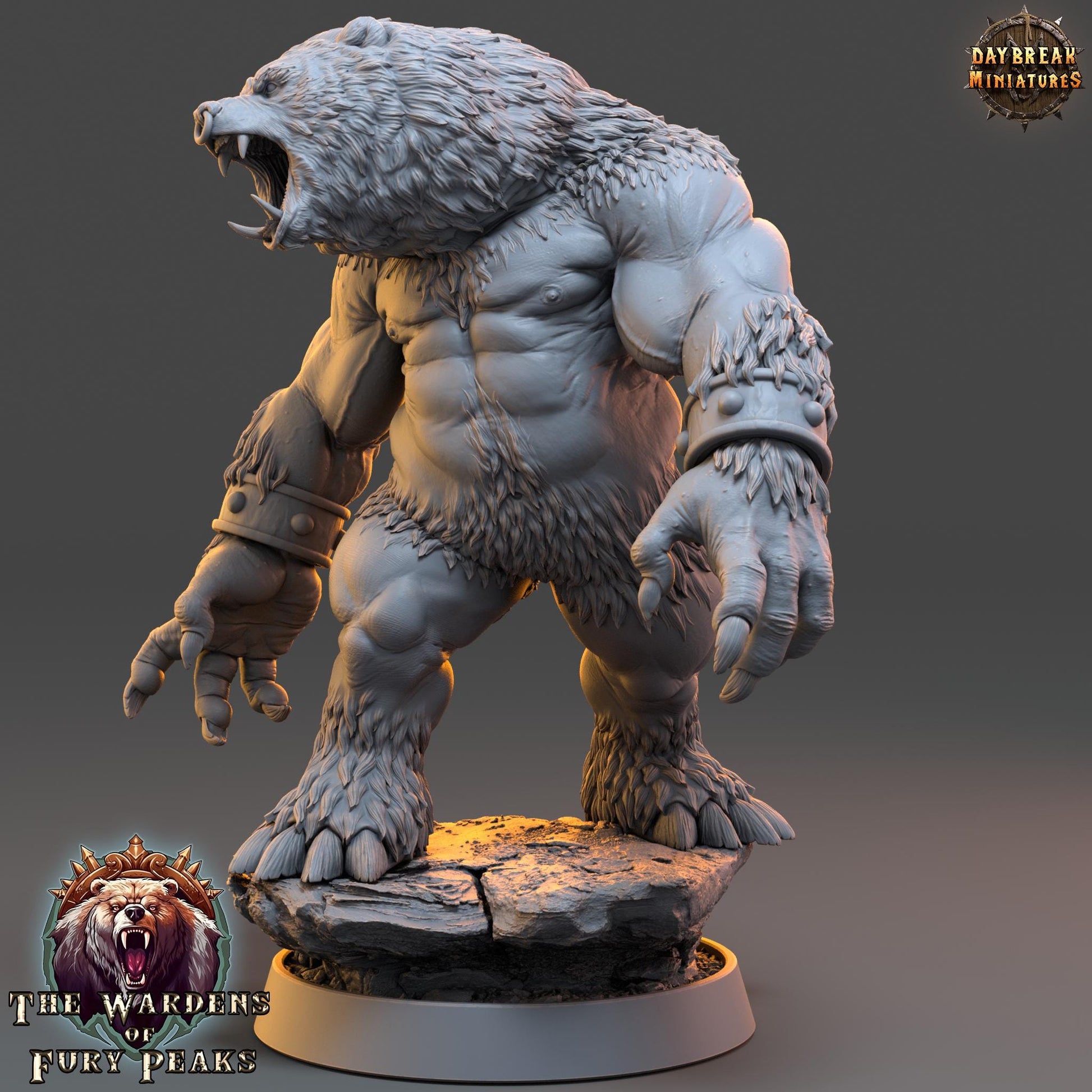 Harkan Roarer | Daybreak Miniatures | Wardens of Fury Peaks | RESIN | Fantasy | Horror | Wargaming | RPG | DnD | Gaming Miniature | Ursine