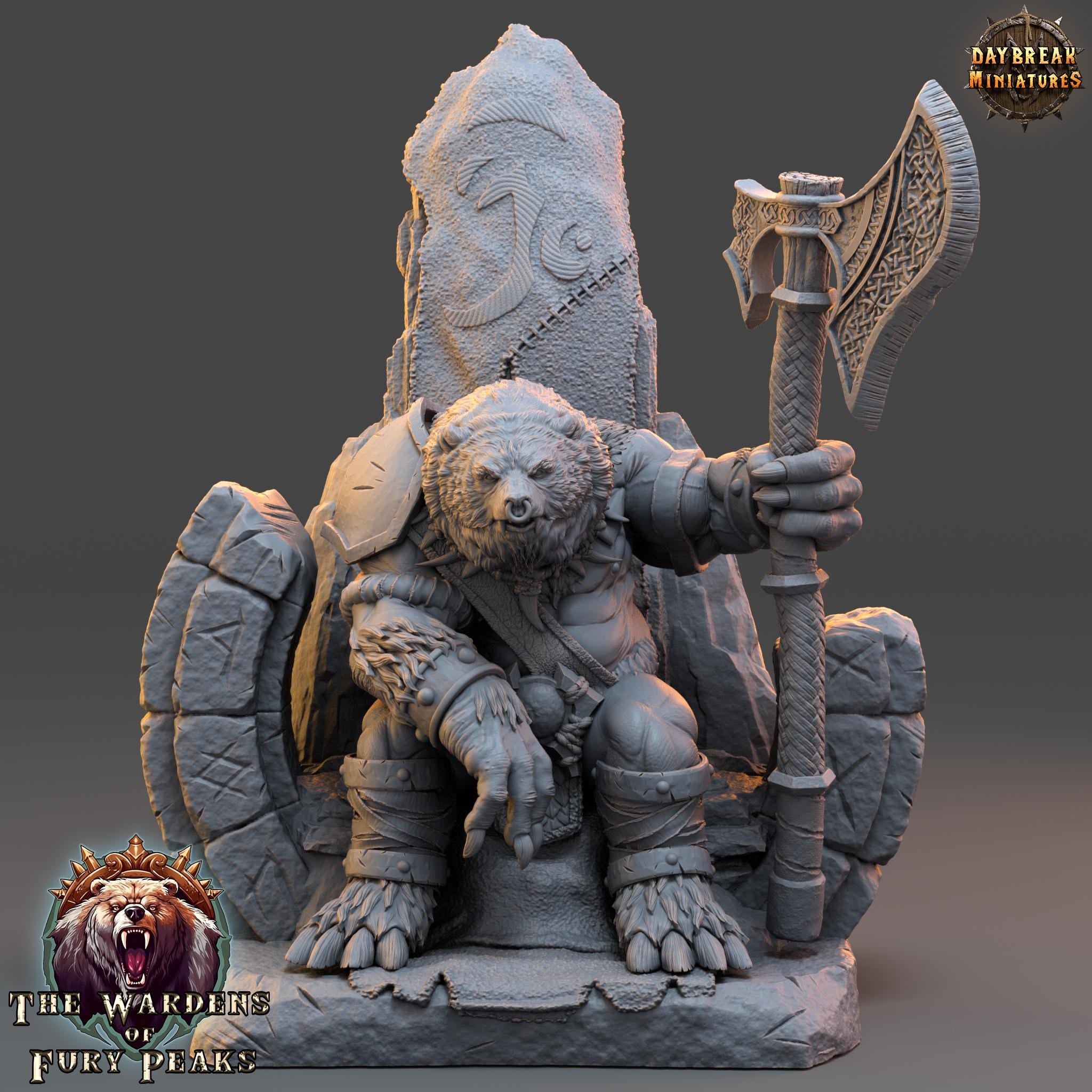 Kurtz Overwarden | Daybreak Miniatures | Wardens of Fury Peaks | RESIN | Fantasy | Horror | Wargaming | RPG | DnD | Gaming | Ursine King