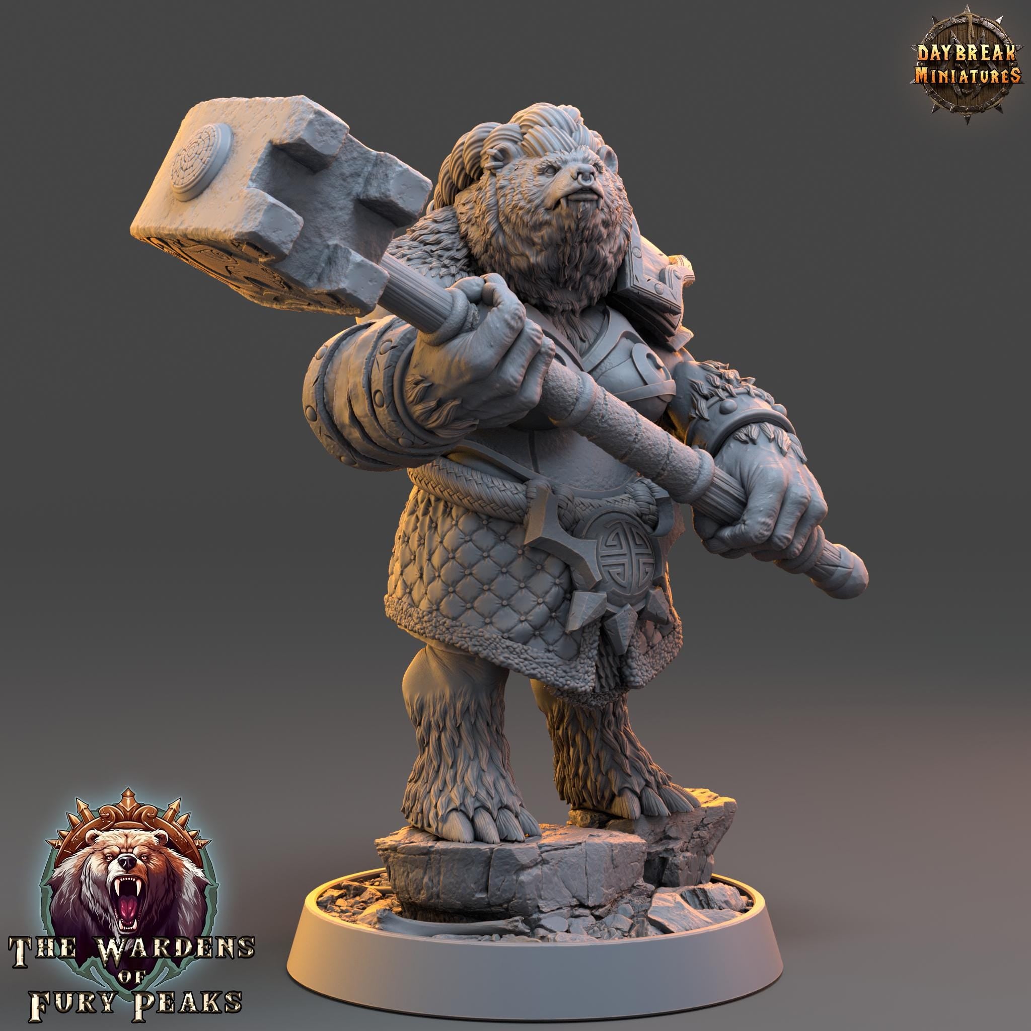 Mercoria Tenfoot | Daybreak Miniatures | Wardens of Fury Peaks | RESIN | Fantasy | Horror| Wargaming | RPG | DnD | Gaming Miniature | Ursine