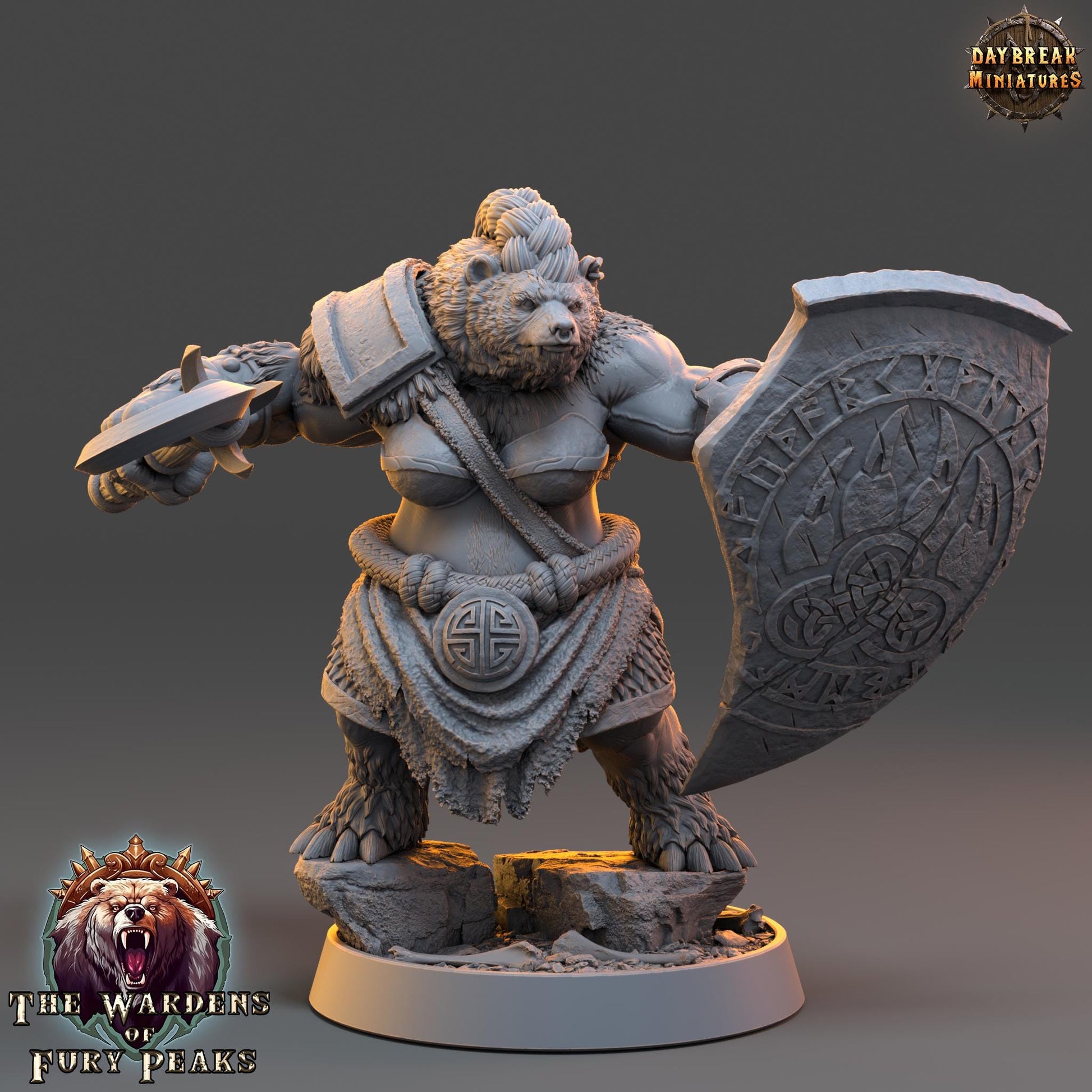 Ursulla Rammer | Daybreak Miniatures | Wardens of Fury Peaks | RESIN | Fantasy | Horror | Wargaming | RPG | DnD | Gaming Miniature | Ursine