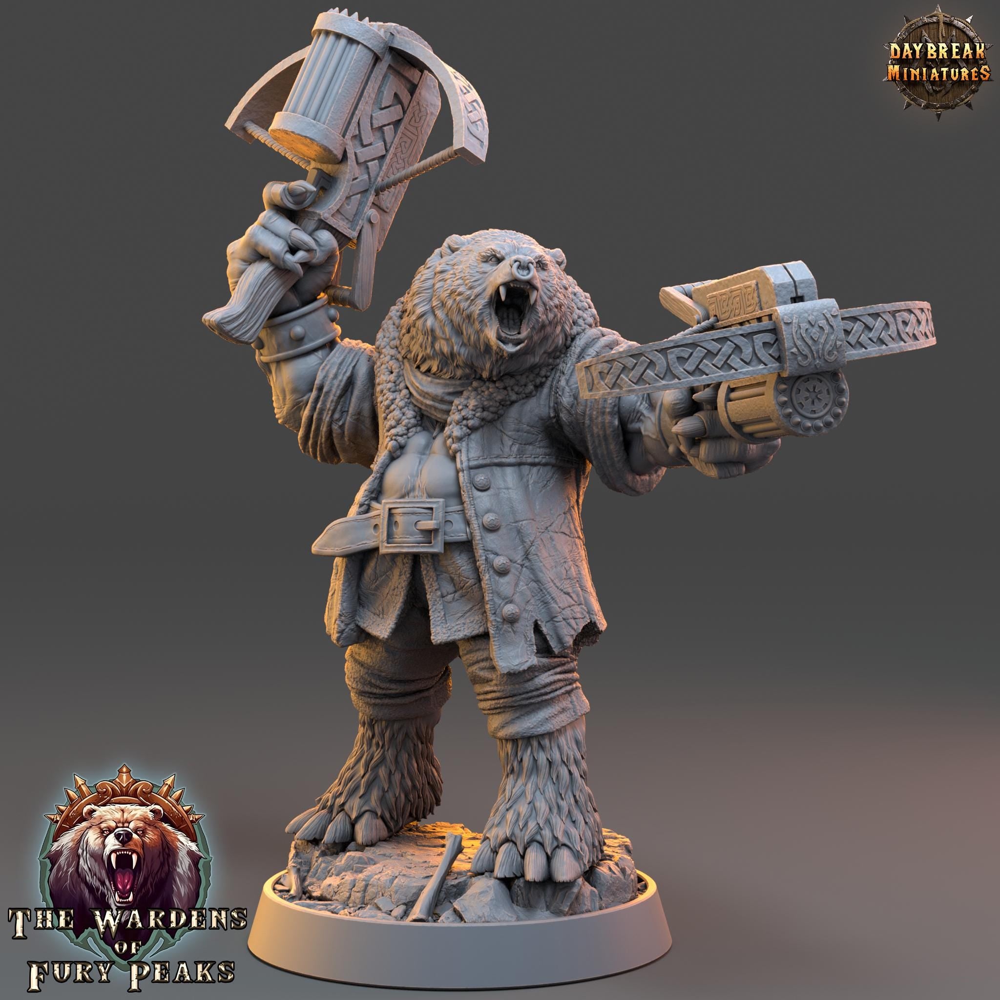 Zinter Doubleshot | Daybreak Miniatures | Wardens of Fury Peaks | RESIN| Fantasy | Horror| Wargaming | RPG | DnD | Gaming Miniature | Ursine