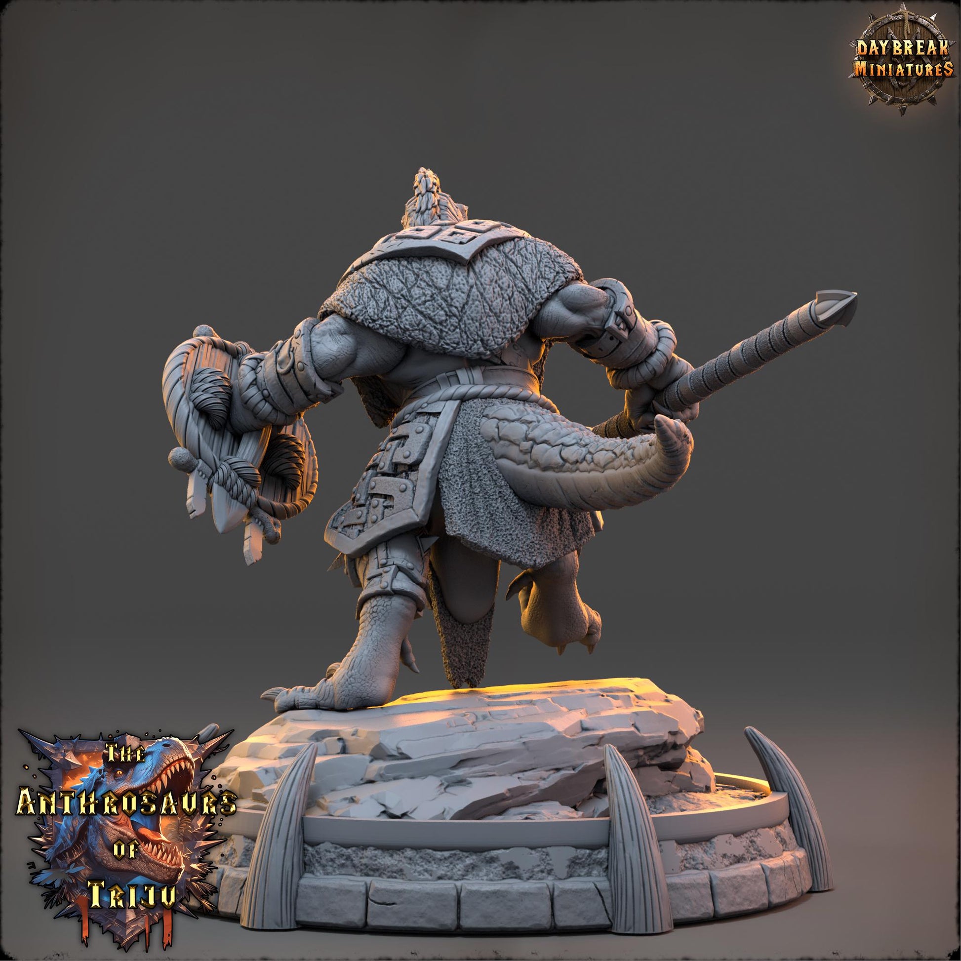 Rizza Gekko | Daybreak Miniatures | Anthrosaurs of Triju | RESIN| Fantasy | Horror| Wargaming | RPG | DnD | Gaming Miniature | Dinosaur